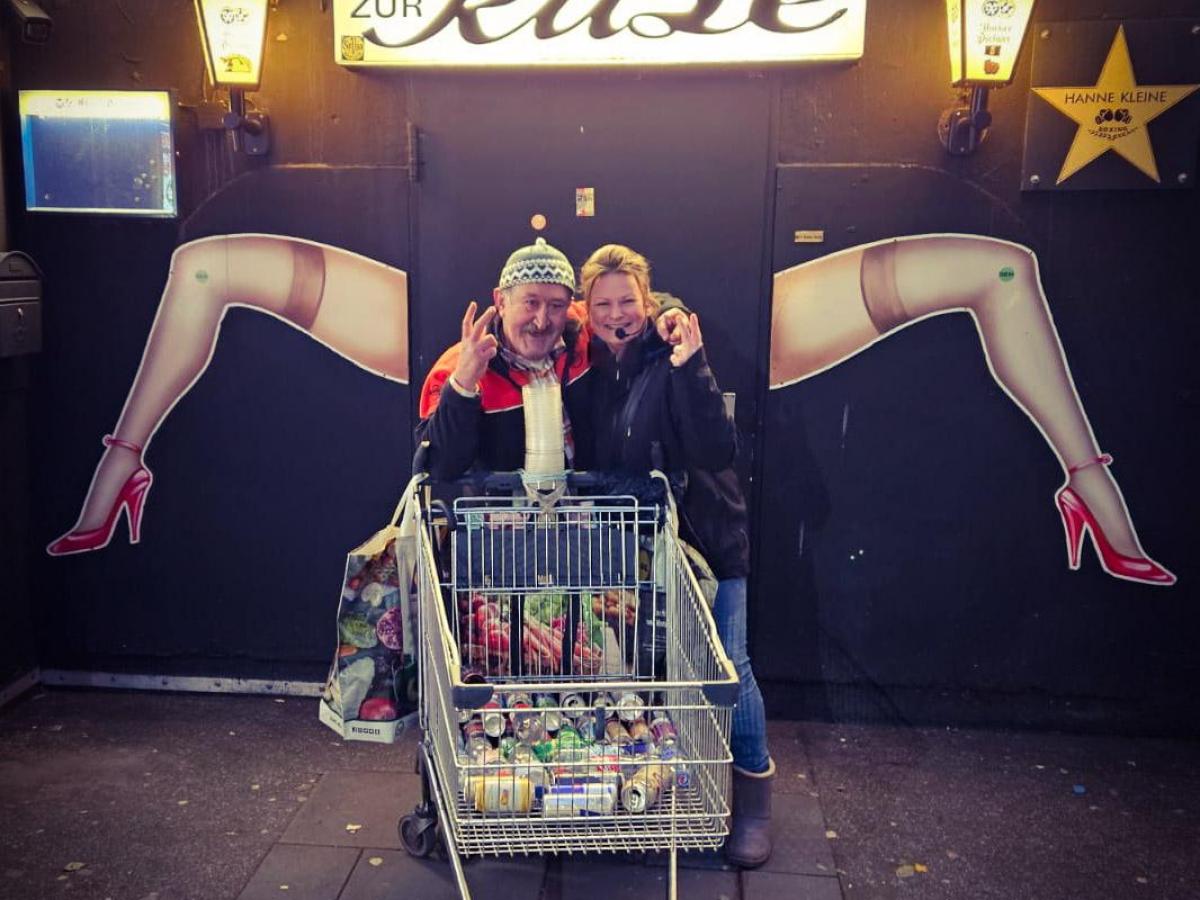 a person standing in front of a store