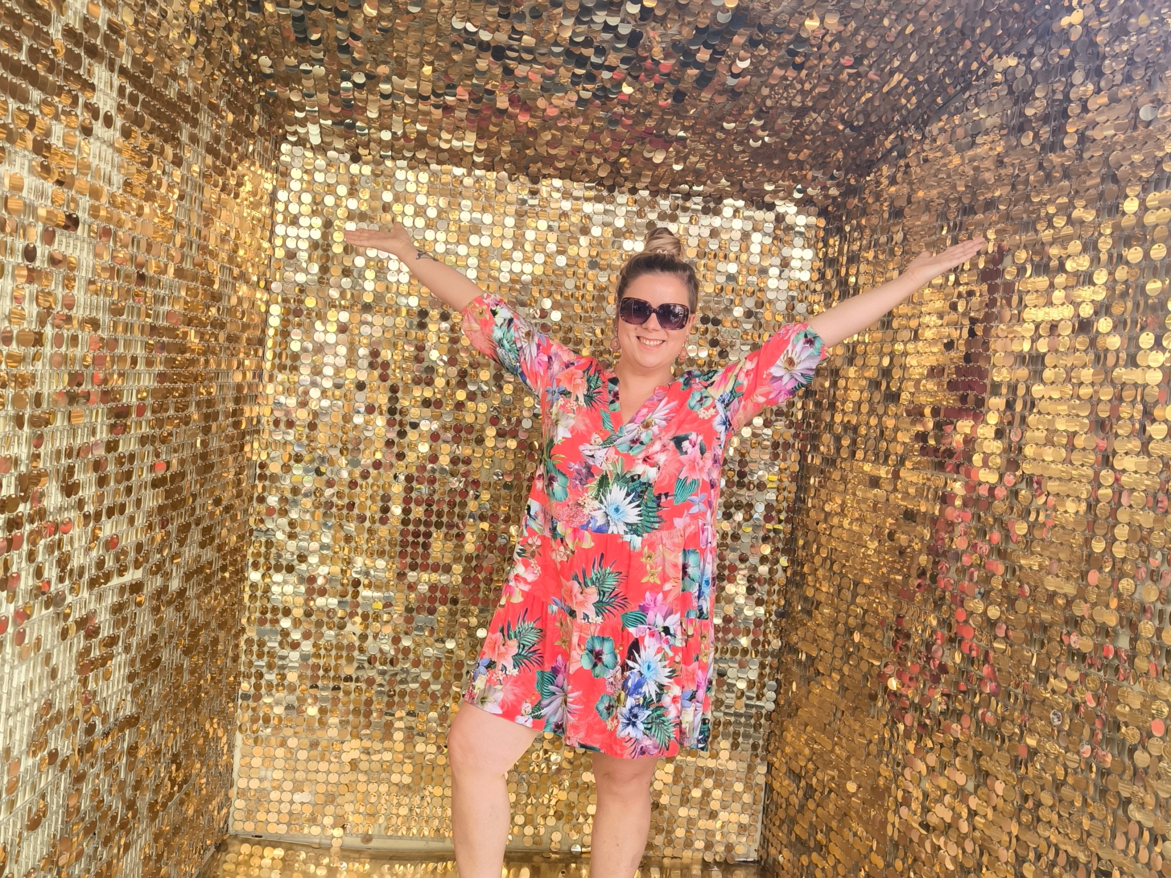 a young girl jumping in the air